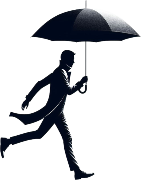 A Man Running In Rain, A Man Running In Rain With umbrella.